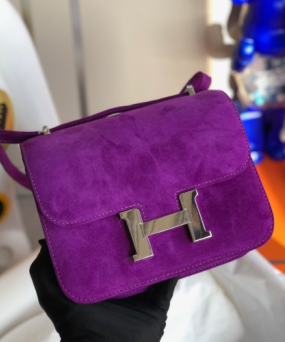 에르메스 콘스탄스 퍼플 은장 스웨이드